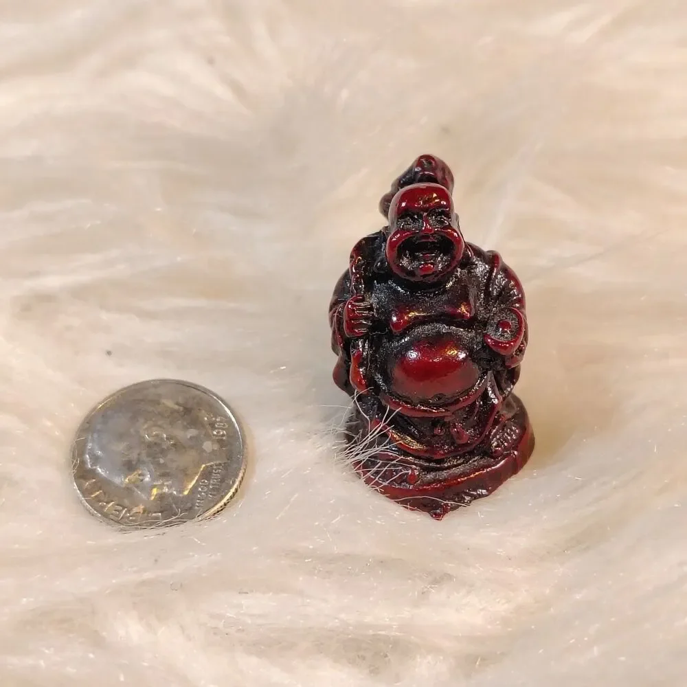 Miniature Buddha Laughing Dark Red Good Luck/B1